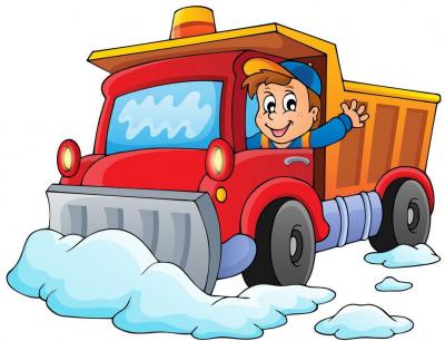 Cartoon snow plow and driver